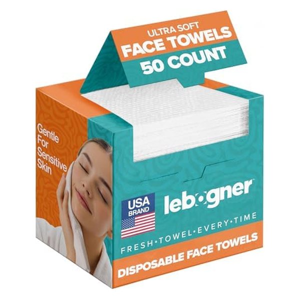 Face Towels - Ultra Soft and Thick Disposable Face Towelettes for Women - Biodegradable Facial Towels for Sensitive Skin - Face Cleansing, Makeup Removal, 10x12 Extra Large - 50 Pack